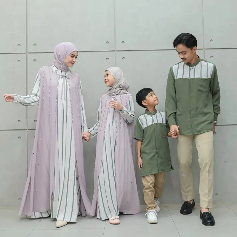 Aisyalina Id VOL 4 Sarimbit Collection Syella Set Series Pashmina Segiempat Bahan Bonita Motif Printing Mix Ceruti Polos Dress Gamis Wanita Outer Style 8