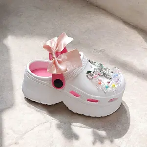 Sandal Anak Perempuan Pink Pita Lucu Empuk Anti Slip Hias Manik Jelly Comfortable