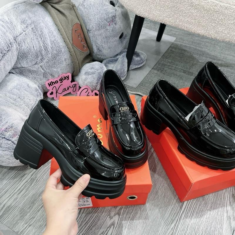 Giày cao gót moka đế cao 9cm đúp trước 5cm chất liệu da bóng trơn full hộp túi chuânt Qc 2519 va 2520