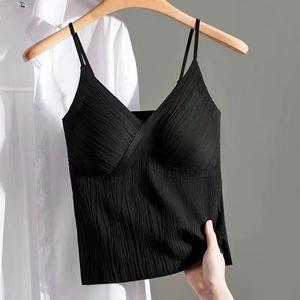 Đồ Lót Cho Nữ, Phong Cách Pháp Mới, Thiết Kế Xếp Ly, Cổ Chữ V Cao Cấp, Hai Dây, Thích Hợp Cho Ngực Nhỏ, Dễ Phối Đồ, Có Thể Mặc Ngoài Trời, Khoe Vẻ Ngoài Gợi Cảm Và Ôm Sát, Áo Vest Lớp Cơ Bản