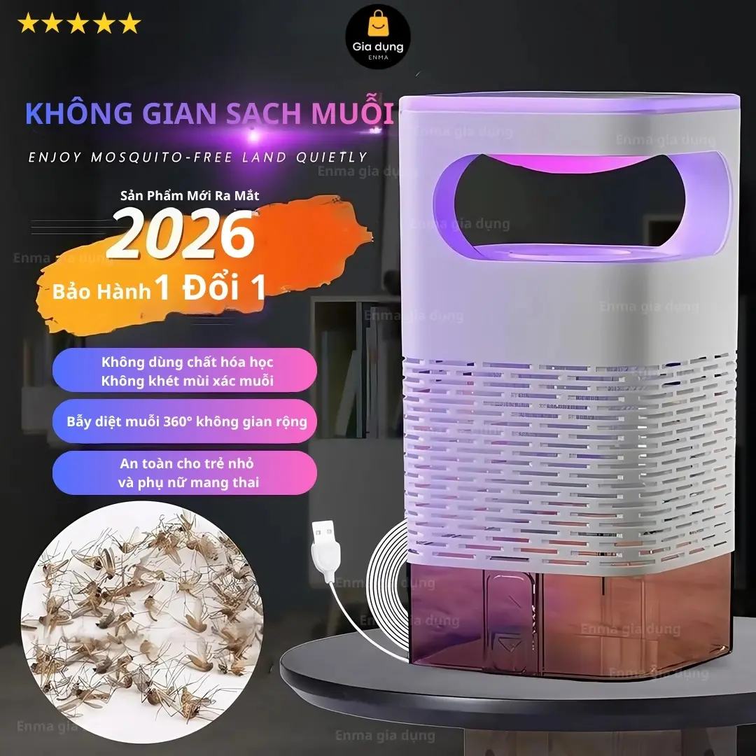 Đèn bắt muỗi diệt côn trùng thông minh kiêm đèn ngủ/ Bảo hành 1 đổi 1 / Bền bỉ / Hiệu quả / Gọn gàng sang trọng / Nguồn điện bằng đầu xạc usb siêu tiết kiệm điện /  Máy Đuổi Muỗi Máy Bắt Muỗi may suoi