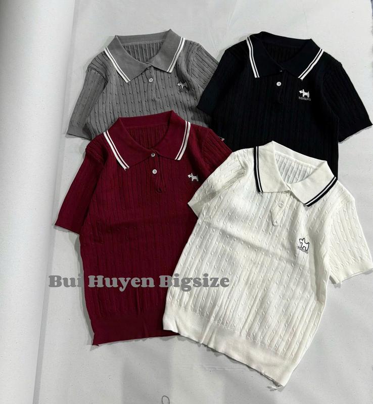 Áo Polo Len Cộc Tay Thêu Cún BIGSIZE Form 80kg