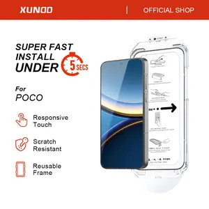 Xundd  Quick-Fit Install Tempered Glass untuk Poco F7 F8 PRO F8 ULTRA X8 PRO X7 PRO X6 X6 PRO ANTISPY/HD Clear Anti-Fingerprint Tahan Goresan Dust-Free Installation Layar Ponsel Smartphone Cover