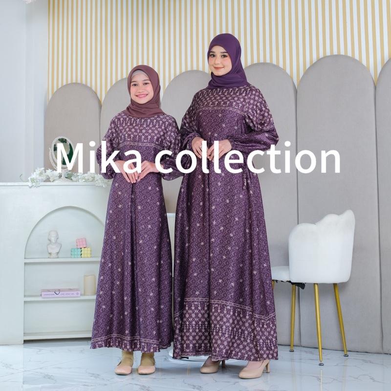 gamis couple motif ibu dan anak bahan silk print sarimbit 0