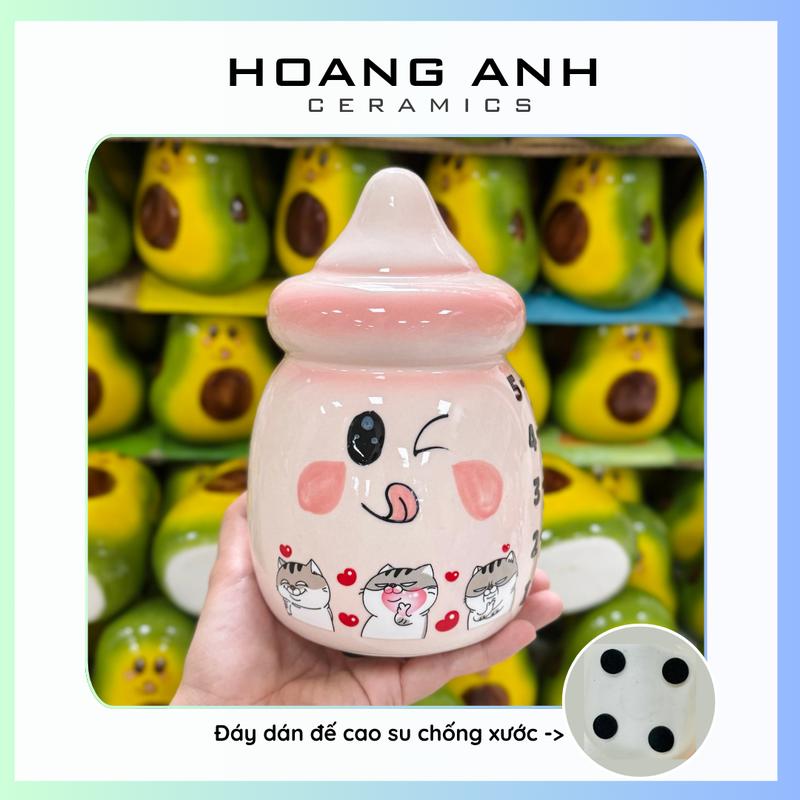 Heo sứ tiết kiệm -Bình sữa, bình ti đựng tiết kiệm - Heo đất tiết kiệm hình bình sữa em bé - HOANG ANH CERAMICS Ống Tiết Kiệm Đựng Tiền Ống Heo Đồng