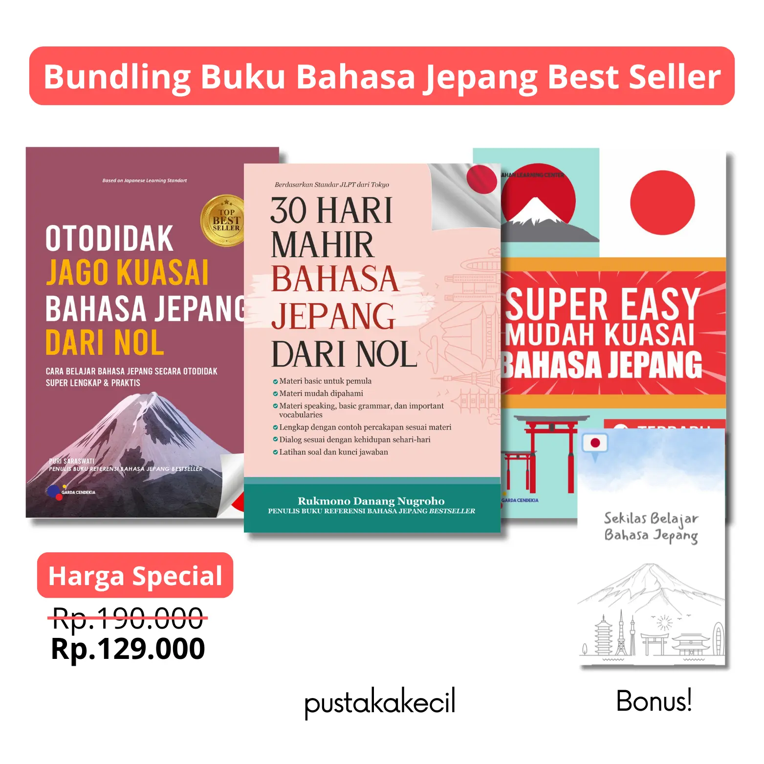 Paket Murah 3 Buku Bahasa Jepang Otodidak Bahasa Jepang + 30 Hari Mahir Jepang + Super Easy Bahasa Jepang