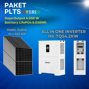 PAKET PLTS OFFGRID PORTABLE 4200W 6000W Solar Panel 300Wp Inverter All in One Baterai Lithium