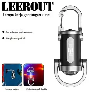 LEEROUT Lampu gantungan kunci multifungsi senterisi ulang Kecerahan Ultra Tinggi Penerbangan panjang USB lampu portabel lampu daruratluar ruangan tahan air Outdoor Pocket