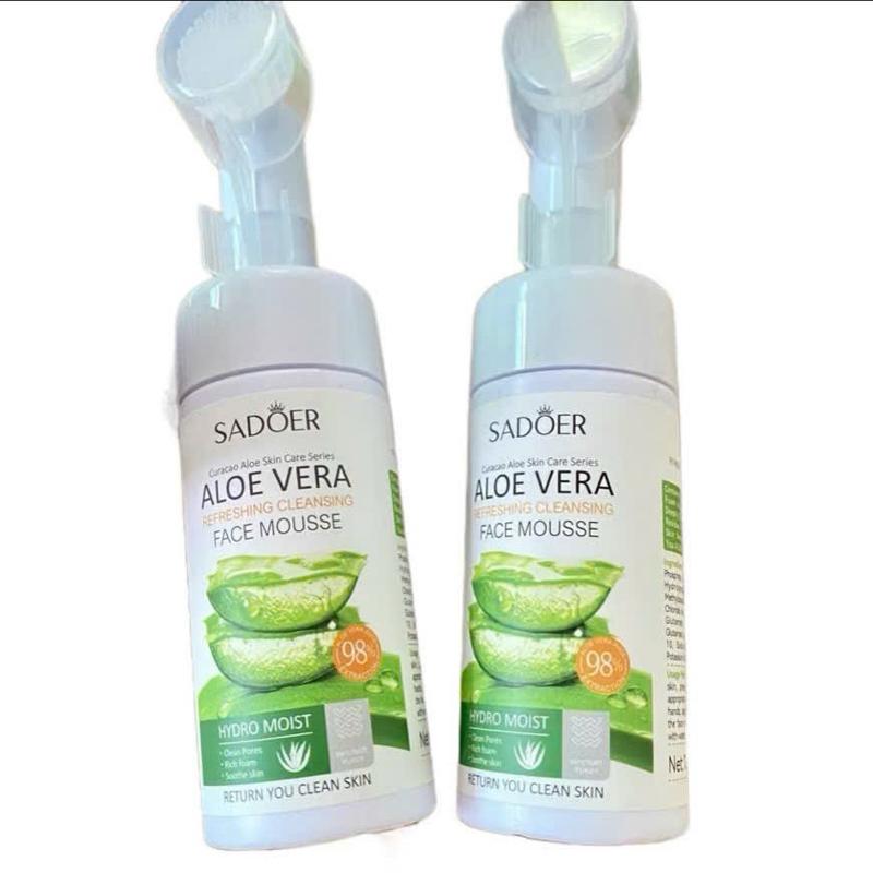  Sữa rửa mặt Nha Đam  hộp kem đầu cọ sử dụng cho da khô và da dầu mụn skincare dưỡng da làm đẹp 