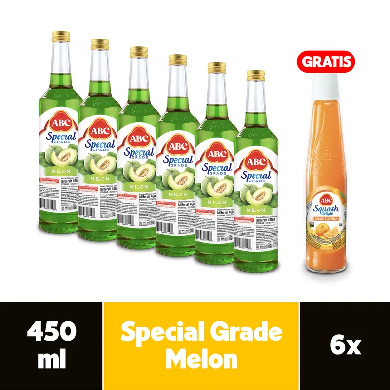 ABC Sirup Special Grade Melon 460 ml Multipack 6 pcs - Get 1 pcs Squash Orange Free 0