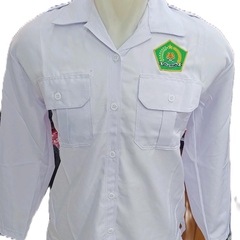kemeja seragam kemenag RI perempuan/kemeja seragam lengan panjang bahan Texas halus dan lembut 1