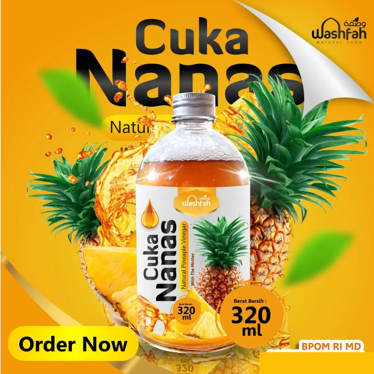 Washfah Cuka Nanas 320 ml Cuka Nanas Alami