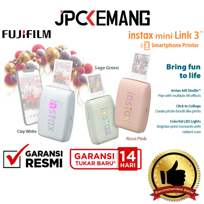 Fujifilm Instax Mini Link 3 Smartphone Printer Fuji Instant Printer HP Portable Garansi Resmi 0
