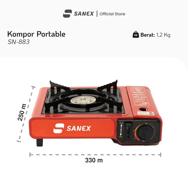 [PAKET HEMAT] SANEX KOMPOR CAMPING BBQ PORTABLE 2 IN 1 SN883 / SN 883 KOMPOR GAS PORTABLE (1 TUNGKU) GARANSI RESMI 6