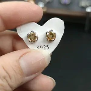 Anting Citrine stud s925 natural stone
