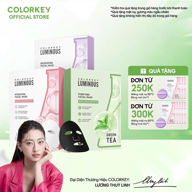 [TỰ CHỌN] Combo 3 Hộp Mặt Nạ COLORKEY LUMINOUS Hỗ Trợ Cấp Ẩm Và Giảm Dầu Thừa 10 miếng/hộp