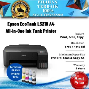Epson Printer L3210 All In One Multifunction (Print Scan Copy) Printer Murah Printer Inkjet/InfusPrinter Pengganti Epson L3110 Printer Multifungsi Printer All In One Printer Ecotank