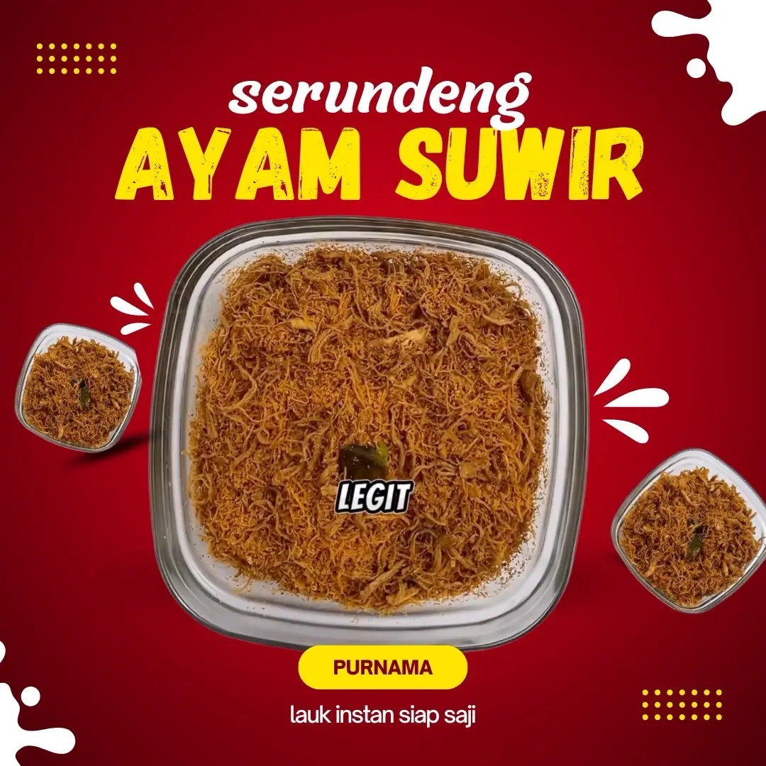 100gr Serundeng AYAM SUWIR lauk instan siap saji makan pedas manis gurih kelapa Makanan