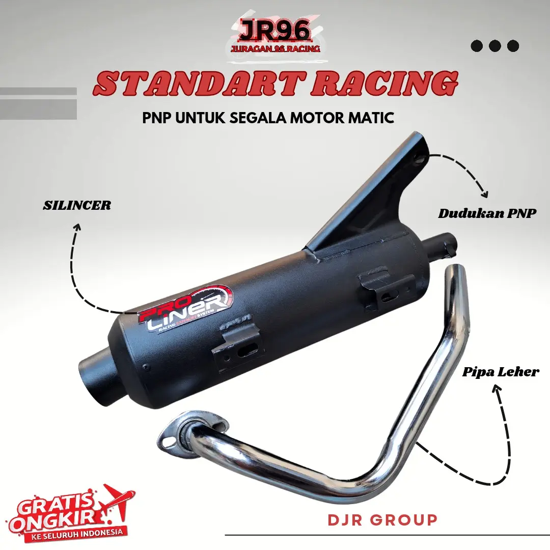 Knalpot Semi Standar Proliner untuk Beat, Scoopy, Vario, Spacy, Genio, Mio Sporty, Mio J, Mio M3, Mio 125,Mio GT, Mio Soul, Mio Fino, X-Ride (Jenis Matic)