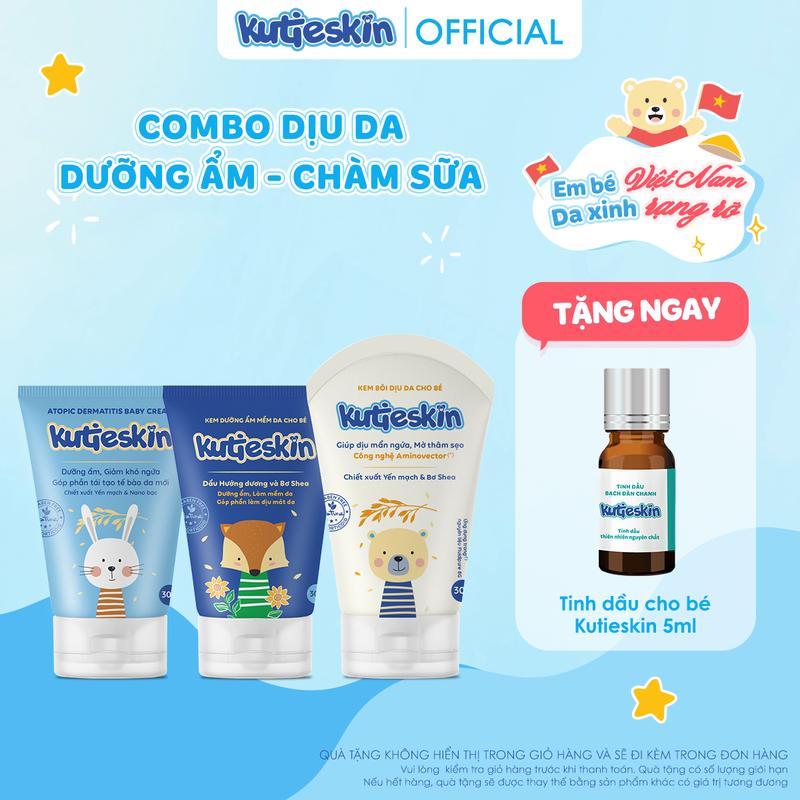 Bộ 3 sản phẩm kem bôi da Kutieskin Cho Bé - KKA01+KKC01+KKD01