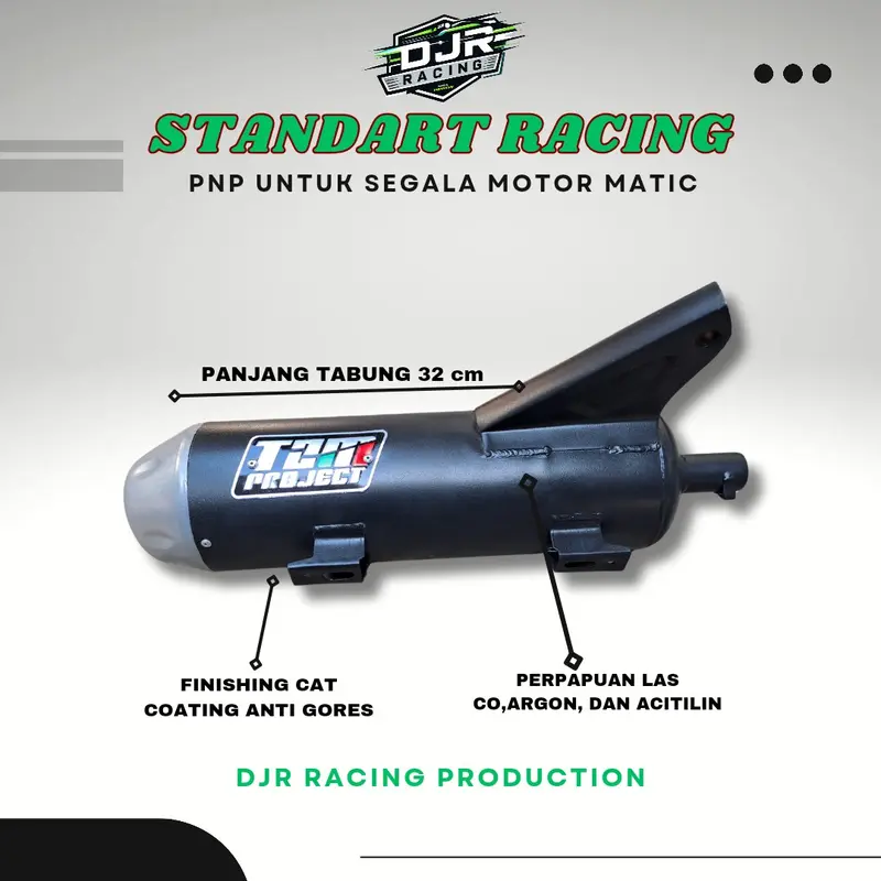 Knalpot Standar Racing suara bass adem TZM+Tameng untuk motor Beat, Vario, Scoopy, Genio, Spacy, Mio, Mio GT, Mio Soul, Fazzio, X-Ride, Mio 125, Mio M3 1
