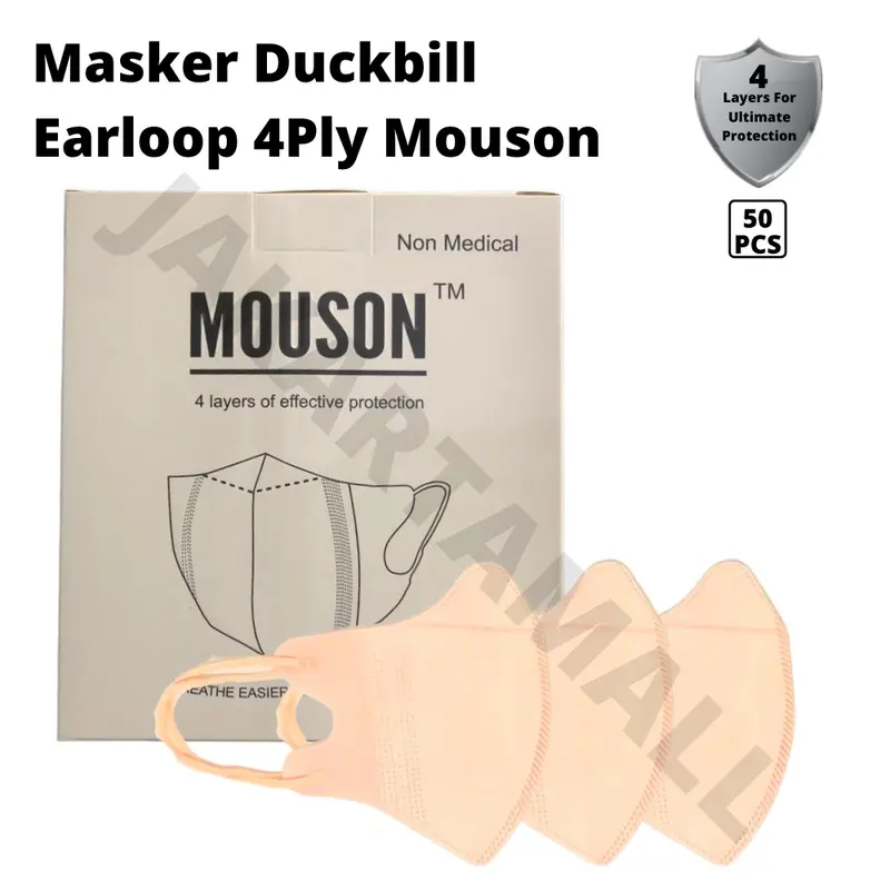 Masker Duckbill 4Ply Garis Mouson Putih Hitam 4