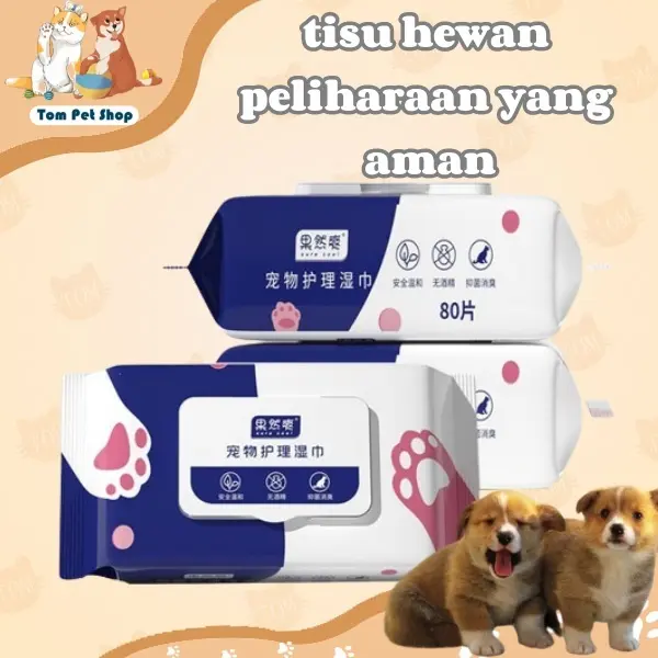 Tisu Basah Kucing Anjing Pet Wipes 80 pcs Tissue Basah Hewan Tisu Basah untuk Kucing Mata Dan Telinga