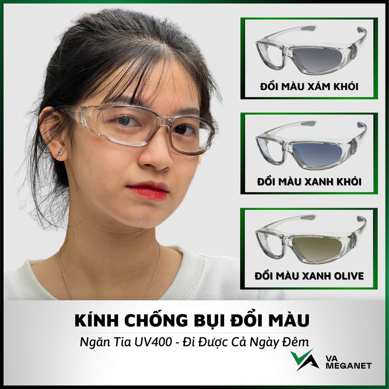 Kính chống bụi đổi màu CROSSOVER dành cho người đi xe máy, xe đạp, ngăn tia UV400 đi được cả ngày lẫn đêm | VA MEGANET