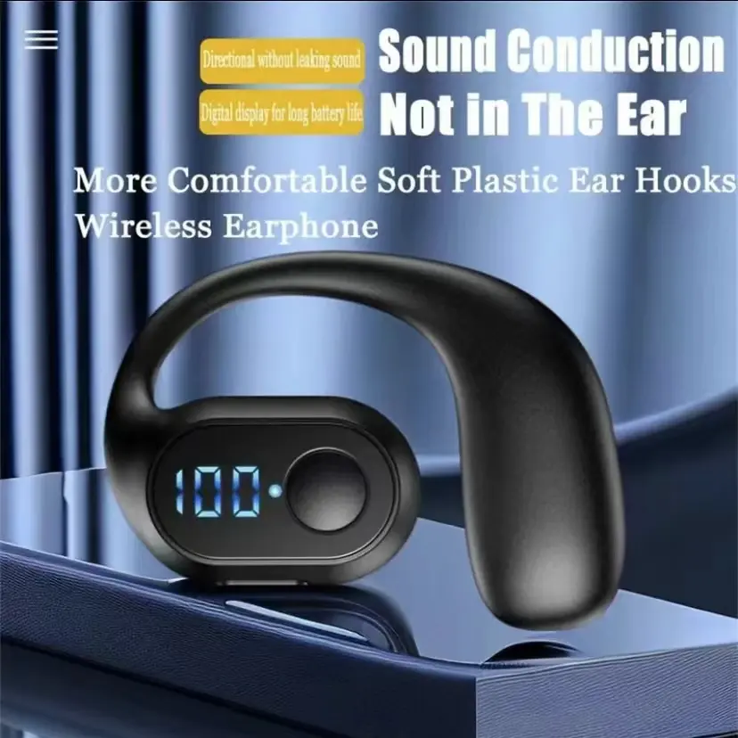 WEEKNOW The New R9 Wireless Bluetooth Headset Bluetooth Earphones Has High Battery Life and Long-distance Digital Display In-ear Air Conduction Sports Single-ear Headphones Audio Electronic Earbud