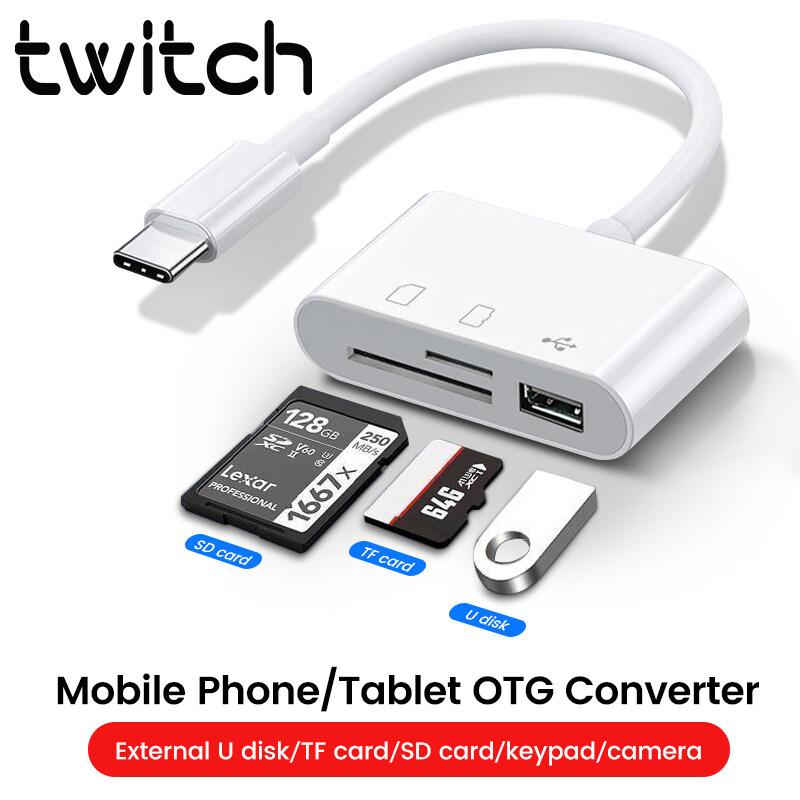 Bộ Chuyển Đổi loại C, Bộ Chuyển Đổi Twitch, Đầu đọc thẻ nhớ TF CF SD, OTG Writer, Nhớtản Flash Nhỏ Gọn, USB-C, Tương thích với IPad Pro, Huawei, Macbook, Samsung, Xiaomi Cardreader