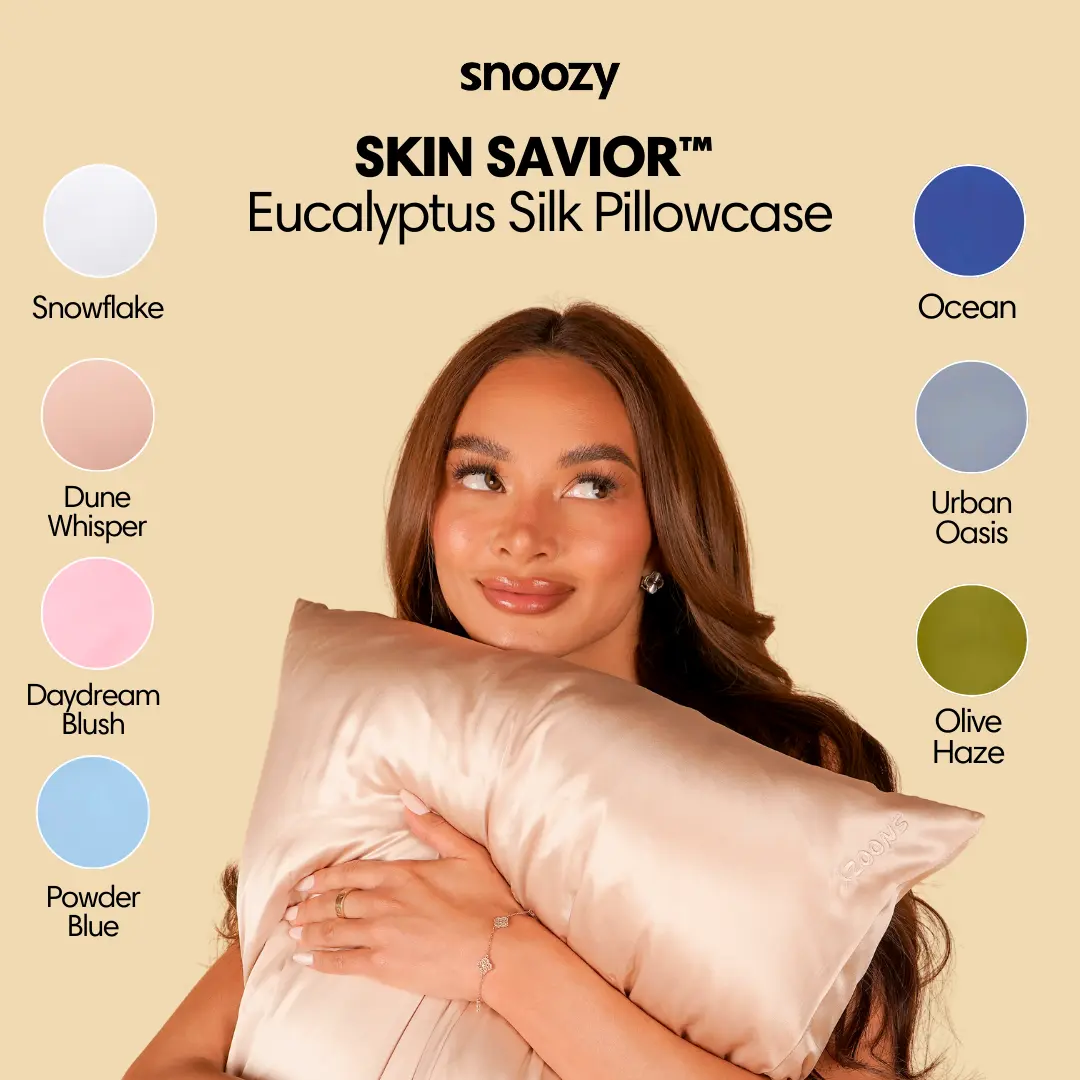 Snoozy | Skin Savior Eucalyptus Silk Pillowcase for Better Skin | Anti-Bacterial