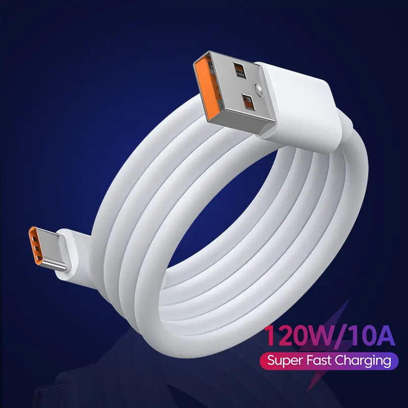 10A Type C Fast Charging Cable 120W Cable Type C Wire For Xiaomi 12 11 Huawei P40 50 Samsung Galaxy S24 S23 Plus Oppo Ax8 Vivo Y100 Redmi note 11 pro Super-Fast Charge Data Cord Charger Usb Smartphone Cellphone Mobile Electronic