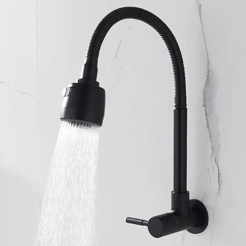 Kran Angsa Cuci Piring Hitam Keran Dapur Flexible 2 Mode Pancuran Air Jantung Kran Kuningan 2