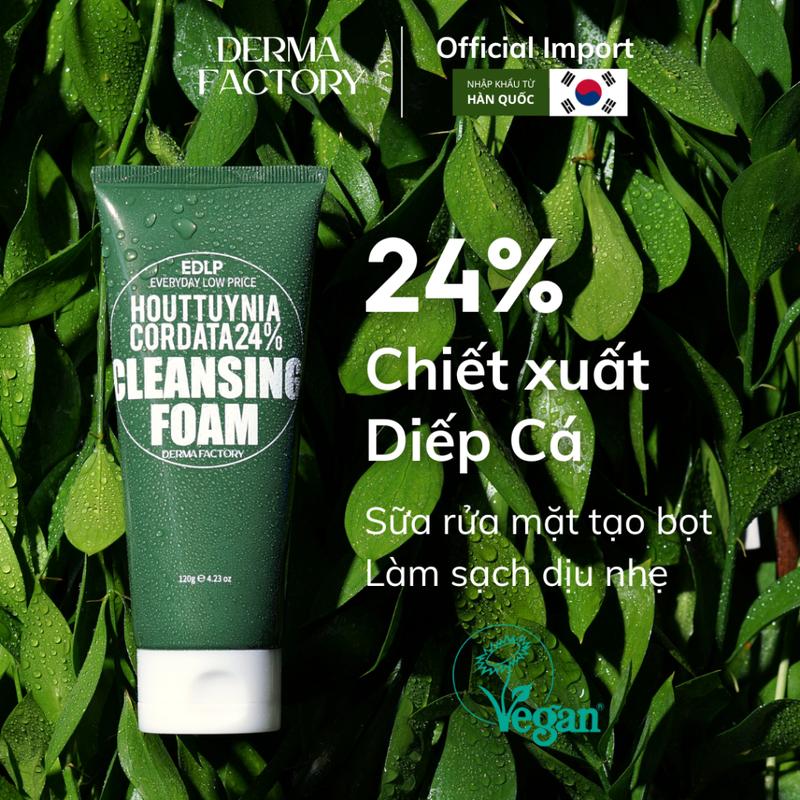 Sữa rửa mặt diếp cá làm dịu và làm sạch nhẹ nhàng Derma Factory Houttuynia…
