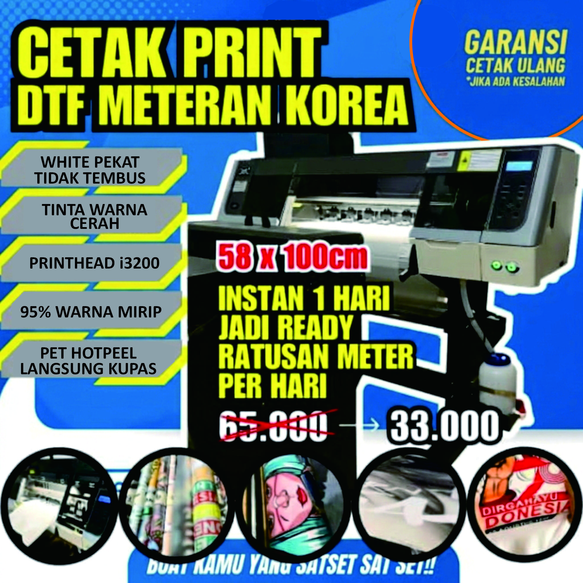 PRINT CETAK SABLON DTF METERAN TERMURAH SIAP PRESS