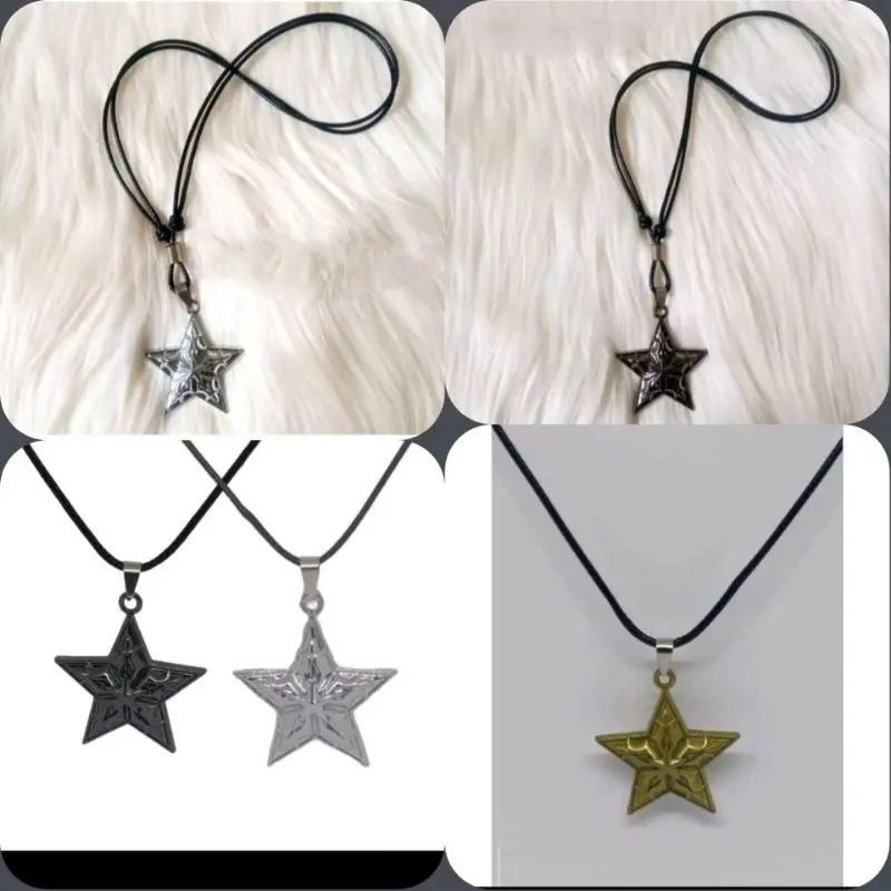kalung tali korea liontin bintang pria dan wanita viral skena kalung vintage pria hitam 1