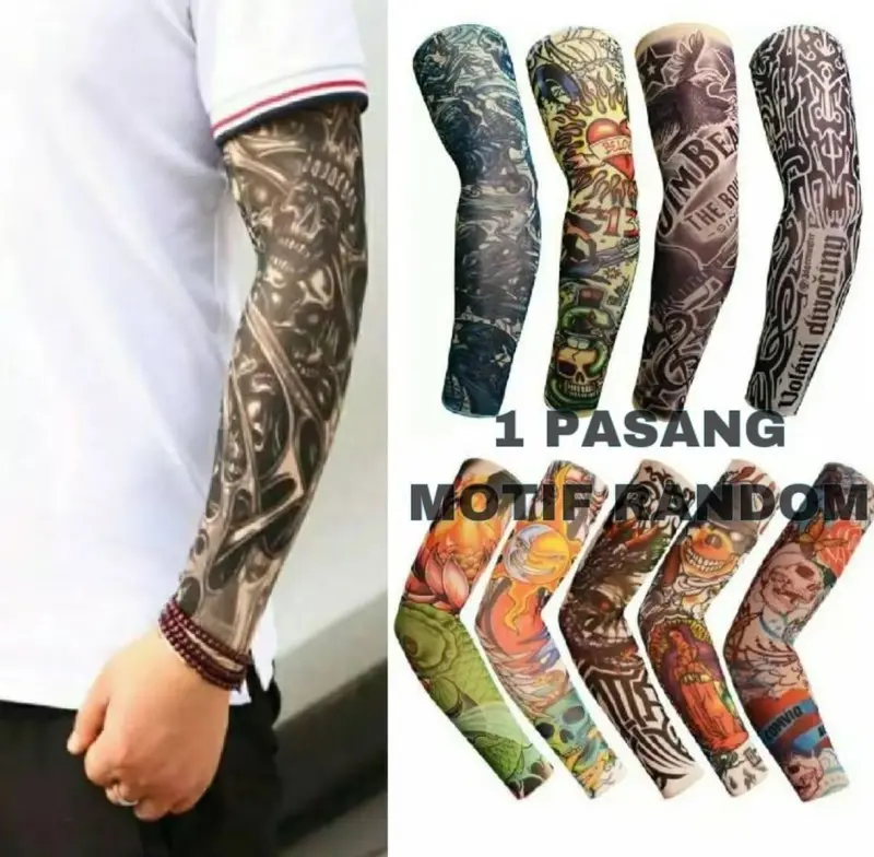 ( 1 PASANG MANSET TATO ) sarung tangan motor manset lengan outdoor 0