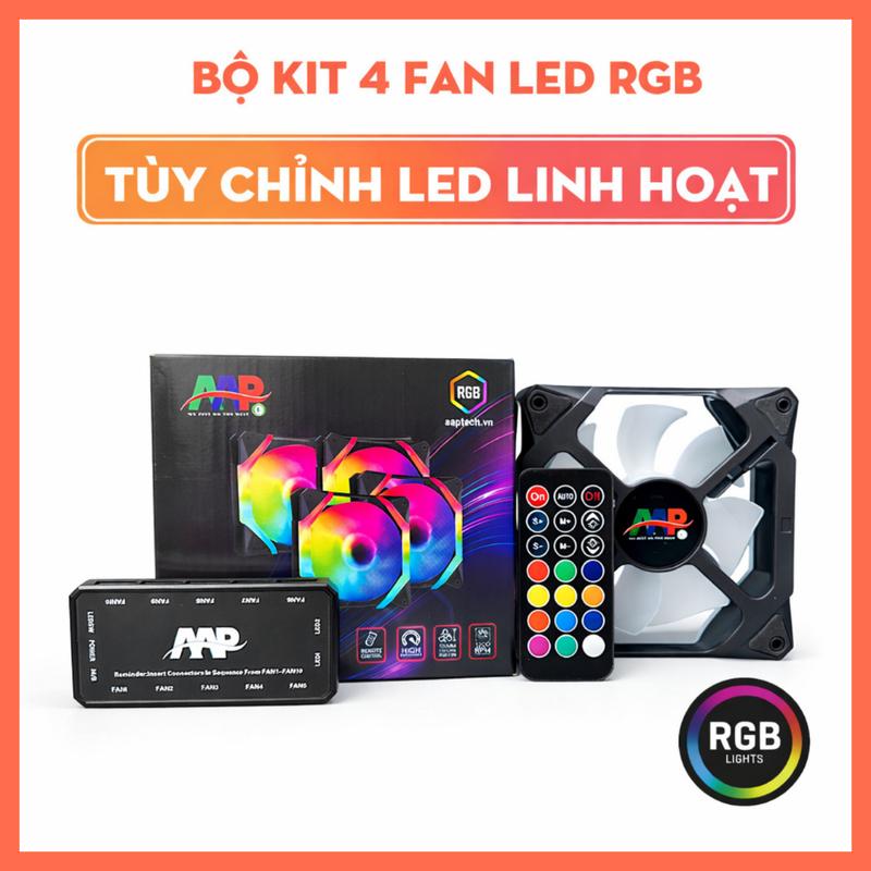 Bộ 4 Quạt Tản Nhiệt Gaming ARGB 120mm Kèm Hub Remote Fan Led PC Đồng Bộ LED Tản…