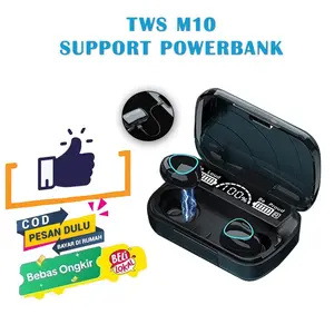 RG TWS M10 headset bluetooth Headphone Wireless Digital Indicator earphone led Support All Ponsel Smartphone Telepon