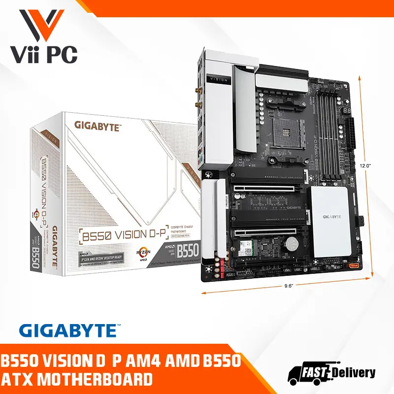 GIGABYTE B550 VISION D-P AM4 AMD B550 ATX Motherboard with Dual M.2, SATA 6Gb/s,USB 3.2 Type-C with Thunderbolt 3,WIFI 6