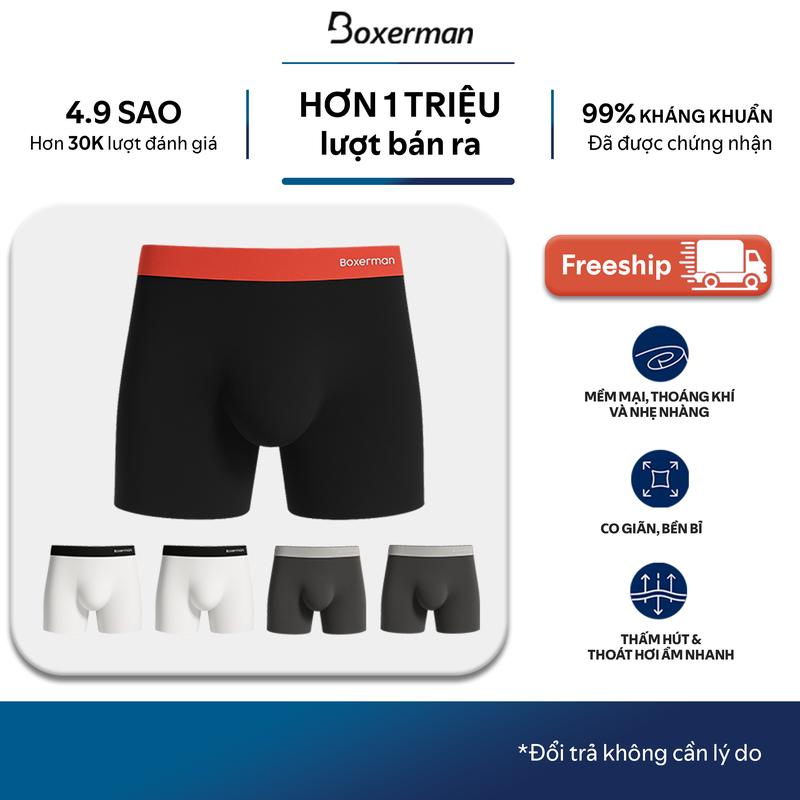 Combo 5 Quần lót nam Boxer Brief - 3D PRO Boxerman, Ép nhiệt định hình, ôm body, nâng túi trước cực chuẩn