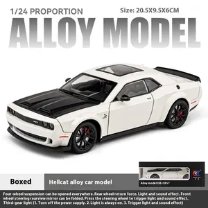 1:24 Dodge Challenger SRT Alloy Diecast Car Model Koleksi Pajangan Miniatur Mobil Sport Ban Toy