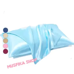 sarung bantal 45X60  40X60 bahan satin varian warna empuk halus besar lembut polos homemade #sarung #bantal varian warna warni penopang leher bebas dicuci zizga kuning