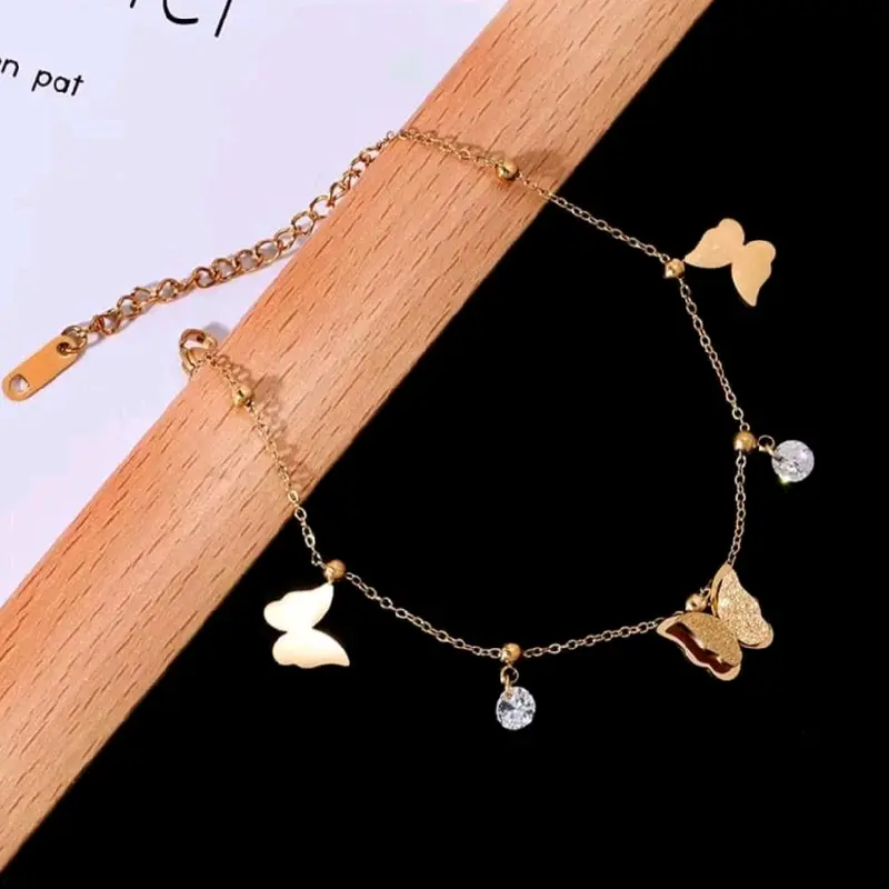 TERBARU Gelang Titanium Wanita Gelang Kaki Kekinian Anti Karat dan Tidak Luntur (COD) 3