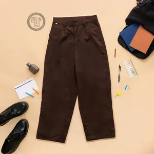 [BAGGY] Celana Panjang Baggy Gombrong Coklat – SMP SMA – American Drill – Tanpa Karet