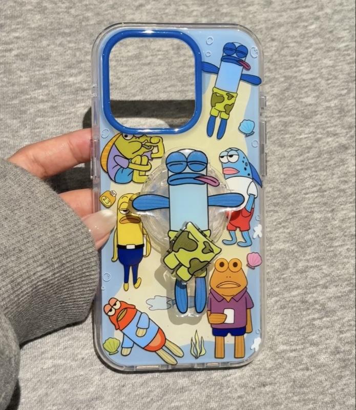 Case iPhone SpongeBob Casing Ponsel Ikan Badut Penghuni Bikini Bottom untuk iPhone 11 13 14 15 16 Desain Lucu Dan Tahan Gores
