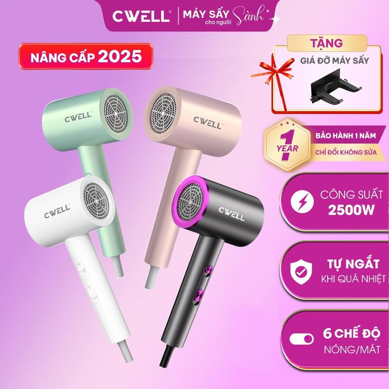 Máy sấy tóc CWELL kiểu dáng hiện đại công suất 2500W, 6 chế độ sấy kép, nhựa ABS bền bỉ, thiết kế thời trang C10HD - TẶNG GIÁ TREO