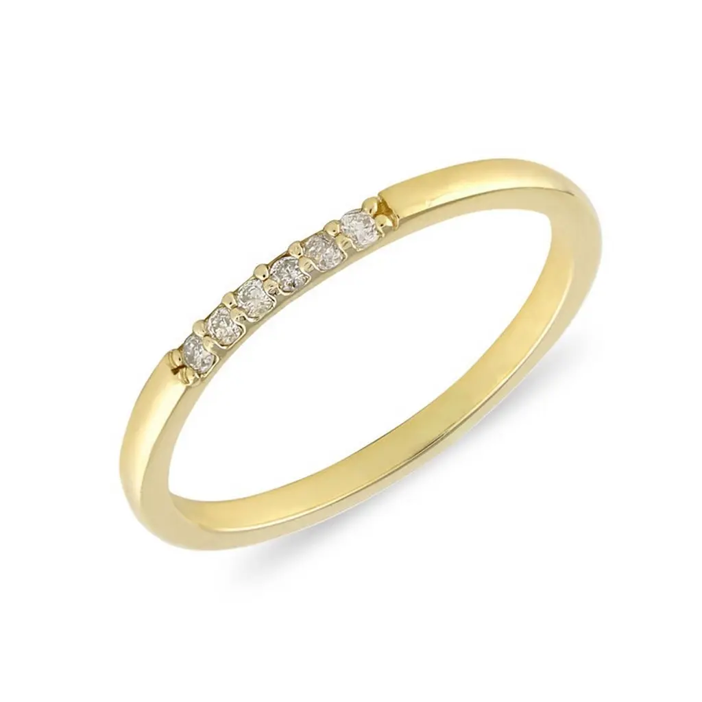 Michael Trio Idyllic Channel Mini-Diamond Dainty Ring in 14k Yellow Gold