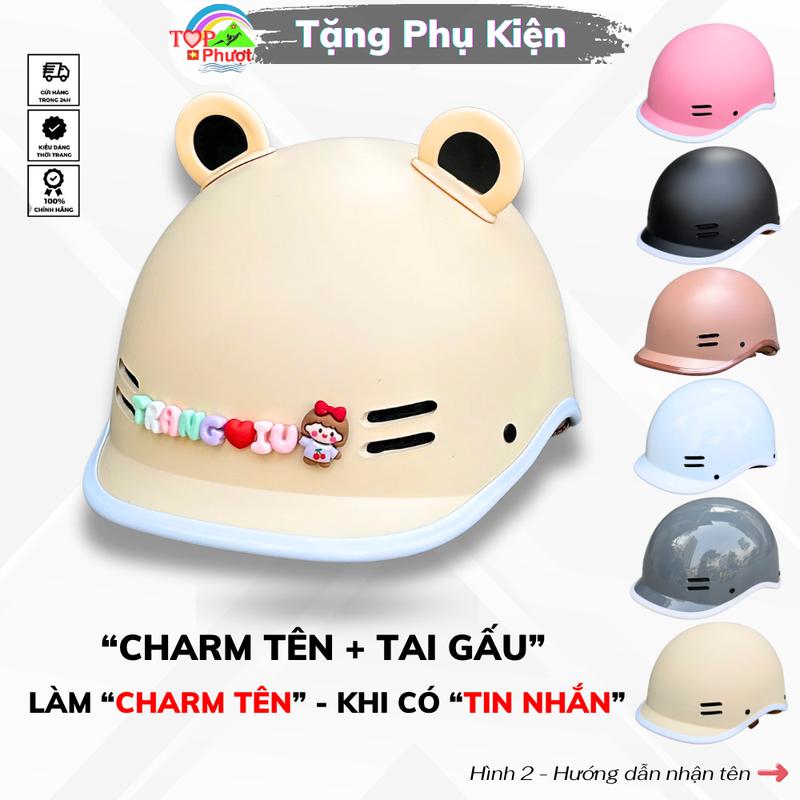  Mũ Cá Heo Màu Kem Cho Nam Nữ –Nón Bảo Hiểm Chính Hãng Camry CR HELMET Tặng Tai Gấu & Charm Tên Gắn Mũ 