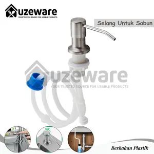 Uzeware Pompa Dispenser Sabun Stainless Serbaguna + Selang 1M & 3 Tutup Adapter Awet Praktis